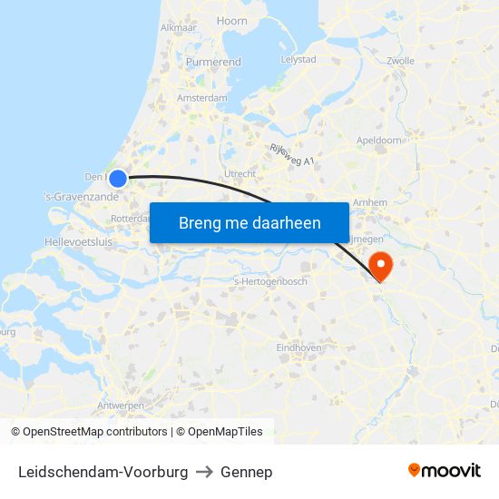 Leidschendam-Voorburg to Gennep map