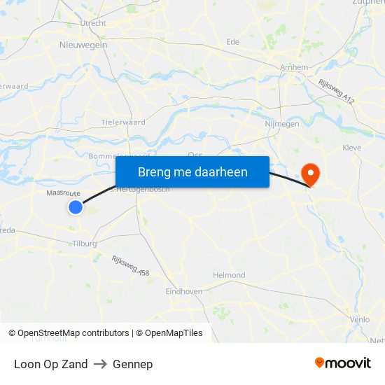 Loon Op Zand to Gennep map