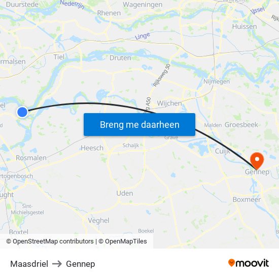 Maasdriel to Gennep map