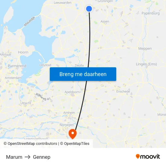 Marum to Gennep map