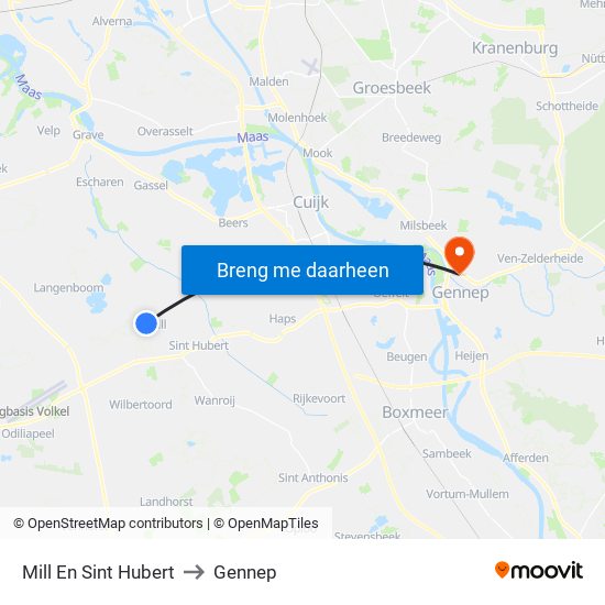 Mill En Sint Hubert to Gennep map