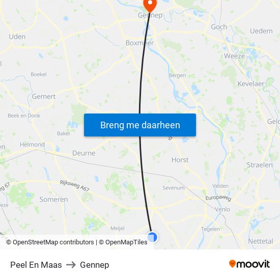 Peel En Maas to Gennep map