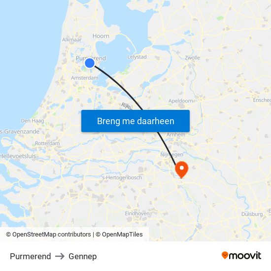 Purmerend to Gennep map