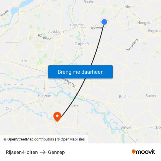 Rijssen-Holten to Gennep map
