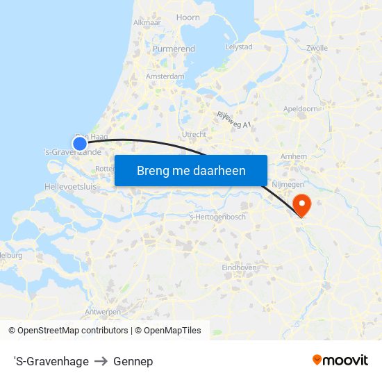 'S-Gravenhage to Gennep map