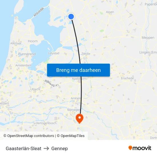 Gaasterlân-Sleat to Gennep map