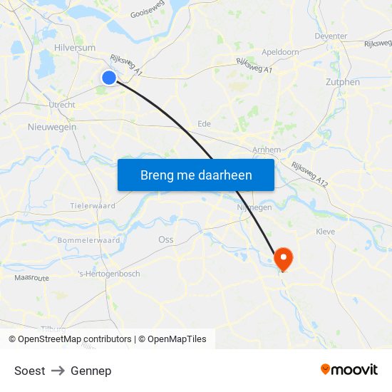 Soest to Gennep map