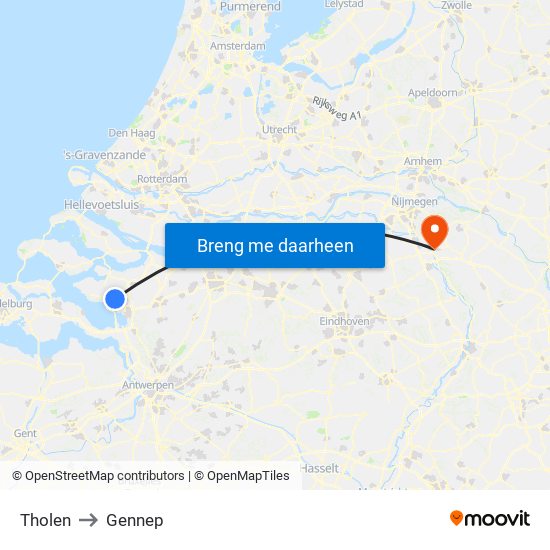 Tholen to Gennep map