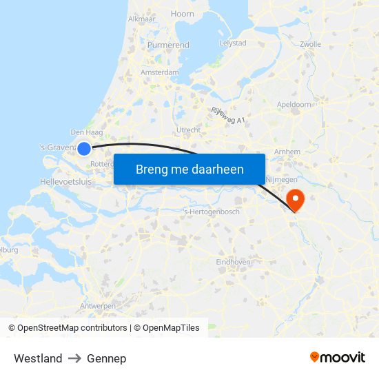 Westland to Gennep map