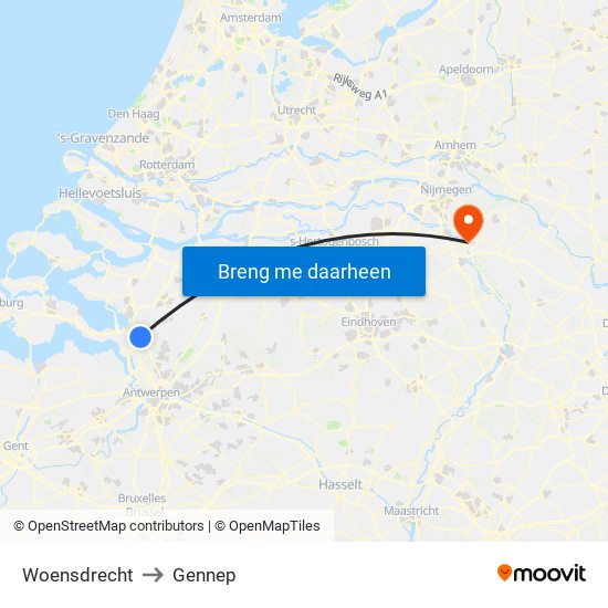 Woensdrecht to Gennep map