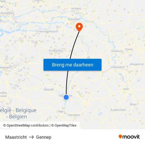 Maastricht to Gennep map