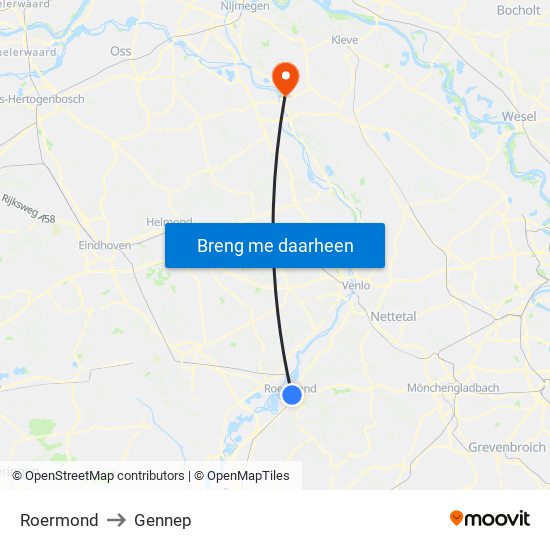 Roermond to Gennep map