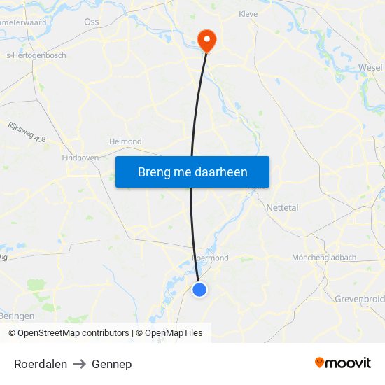 Roerdalen to Gennep map