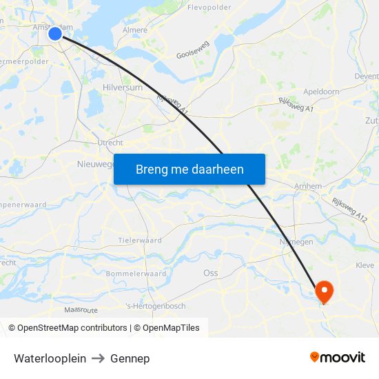 Waterlooplein to Gennep map