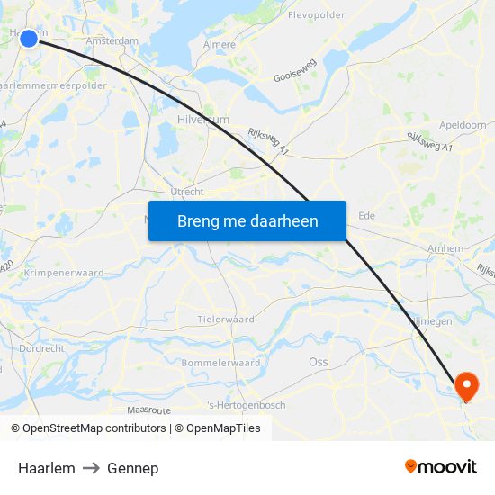 Haarlem to Gennep map