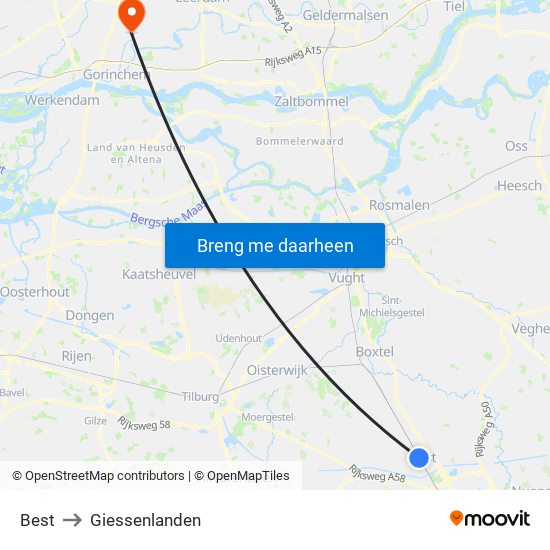 Best to Giessenlanden map