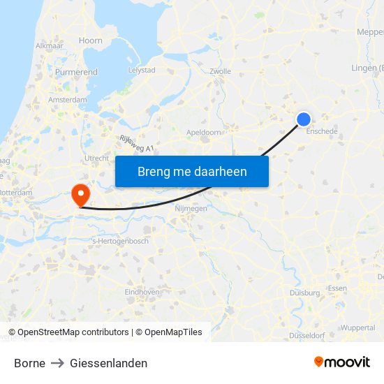 Borne to Giessenlanden map