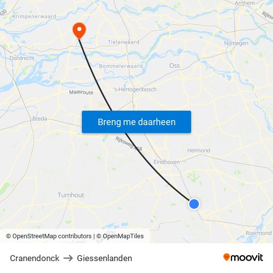 Cranendonck to Giessenlanden map
