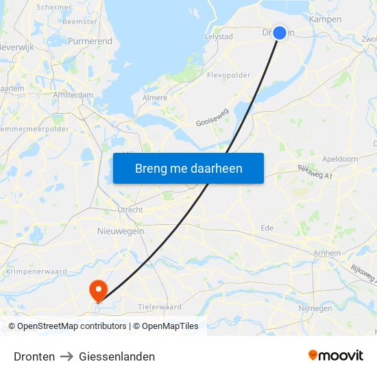 Dronten to Giessenlanden map