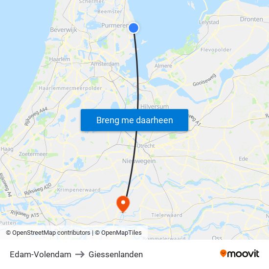 Edam-Volendam to Giessenlanden map