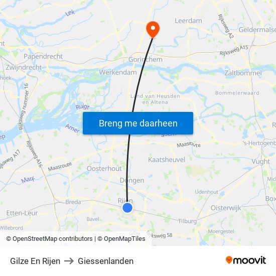 Gilze En Rijen to Giessenlanden map