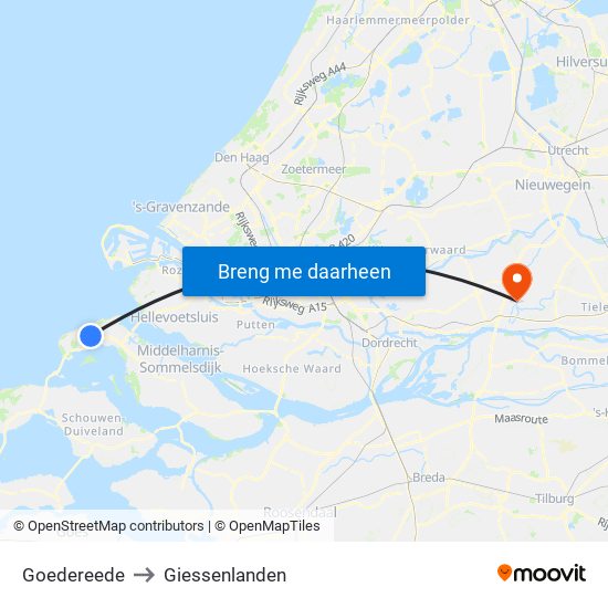 Goedereede to Giessenlanden map