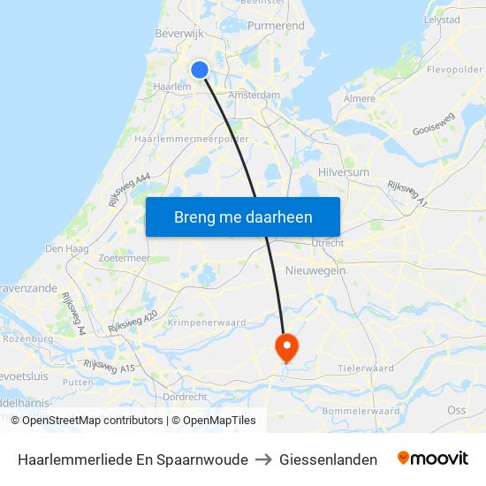 Haarlemmerliede En Spaarnwoude to Giessenlanden map