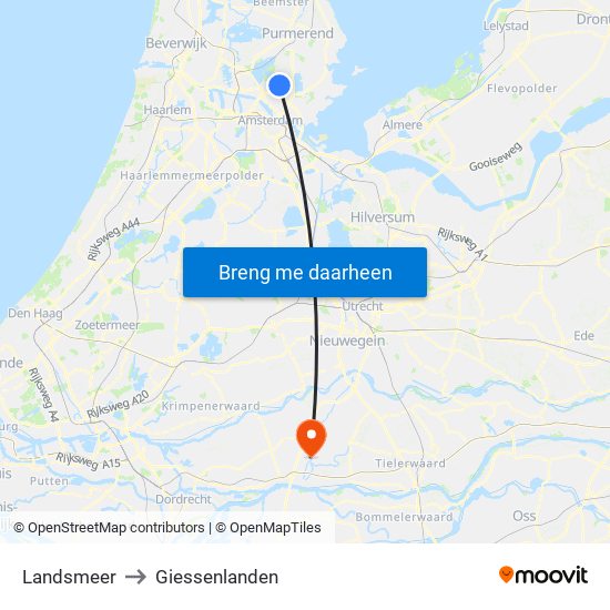 Landsmeer to Giessenlanden map