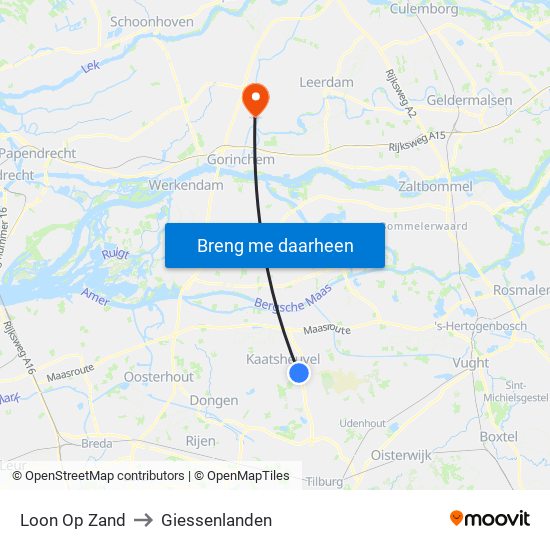 Loon Op Zand to Giessenlanden map