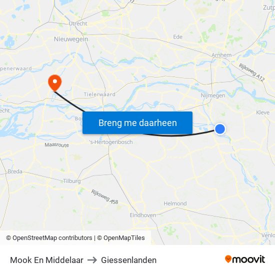 Mook En Middelaar to Giessenlanden map