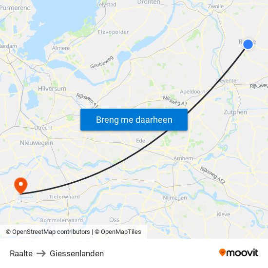 Raalte to Giessenlanden map
