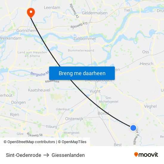 Sint-Oedenrode to Giessenlanden map