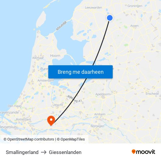 Smallingerland to Giessenlanden map