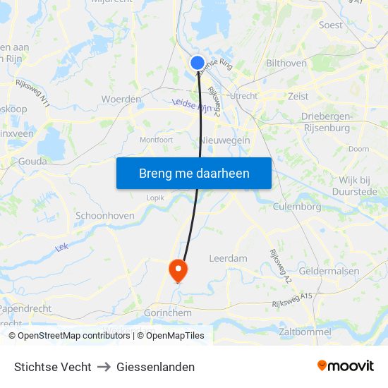 Stichtse Vecht to Giessenlanden map