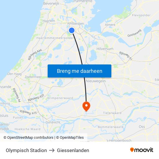 Olympisch Stadion to Giessenlanden map