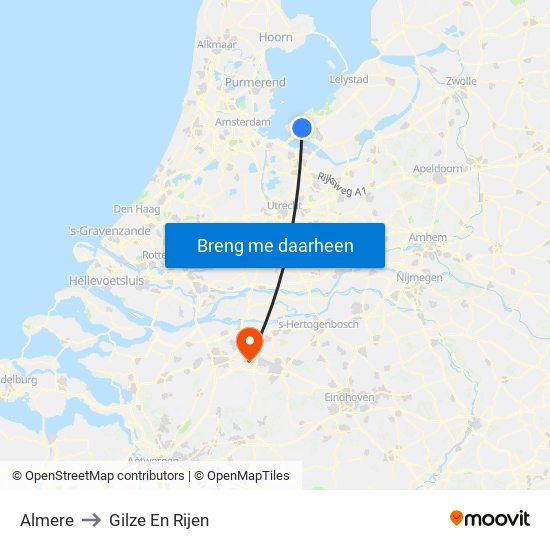 Almere to Gilze En Rijen map