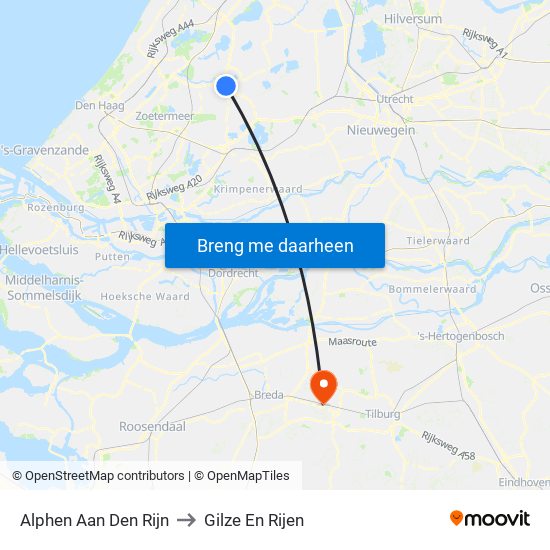 Alphen Aan Den Rijn to Gilze En Rijen map