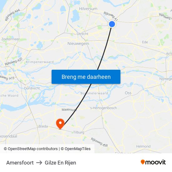Amersfoort to Gilze En Rijen map