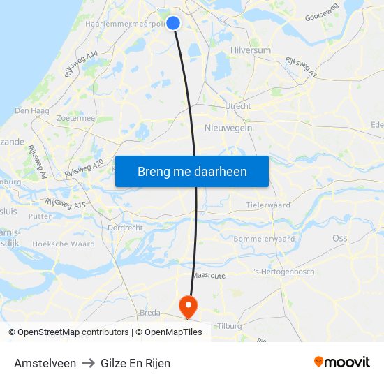 Amstelveen to Gilze En Rijen map