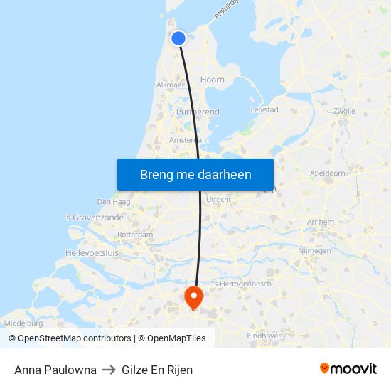 Anna Paulowna to Gilze En Rijen map