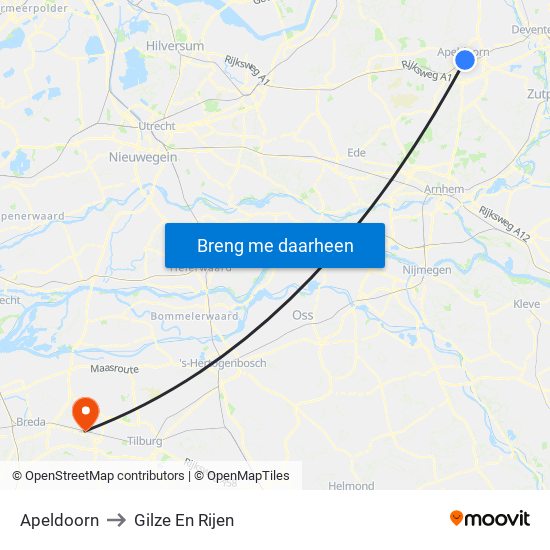Apeldoorn to Gilze En Rijen map
