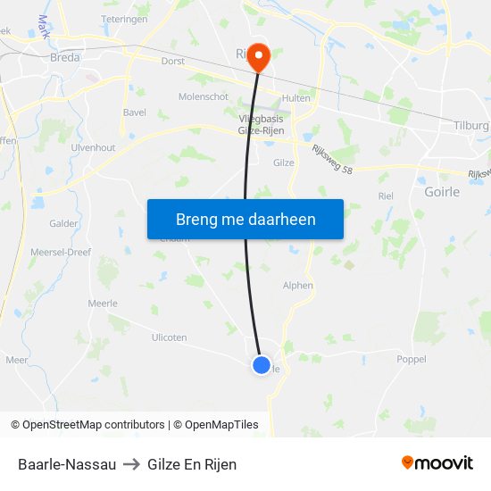 Baarle-Nassau to Gilze En Rijen map