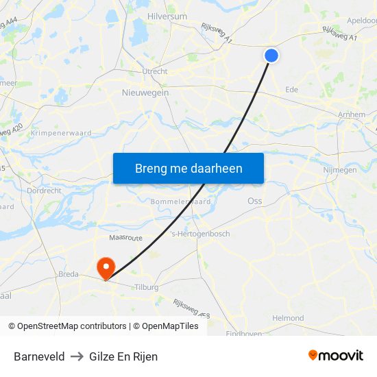 Barneveld to Gilze En Rijen map