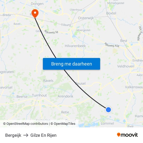 Bergeijk to Gilze En Rijen map