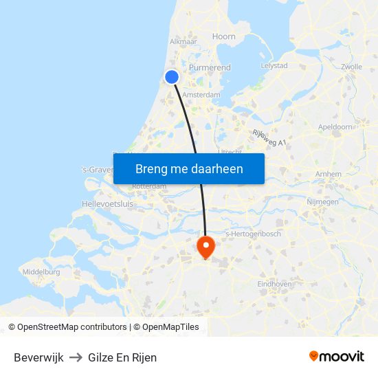 Beverwijk to Gilze En Rijen map