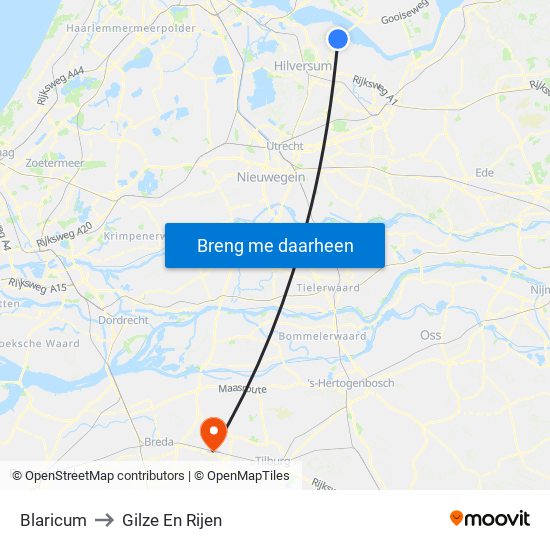 Blaricum to Gilze En Rijen map