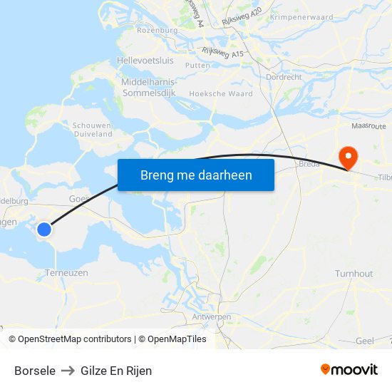 Borsele to Gilze En Rijen map