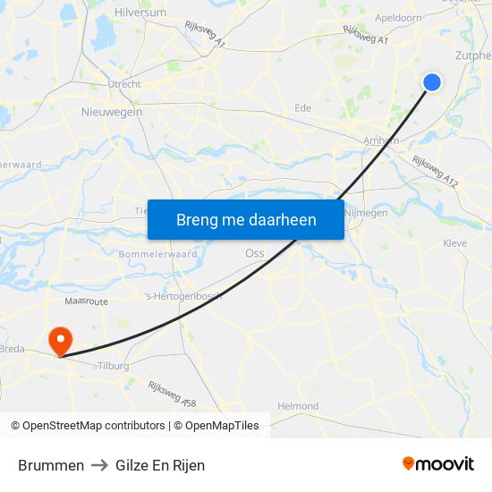 Brummen to Gilze En Rijen map