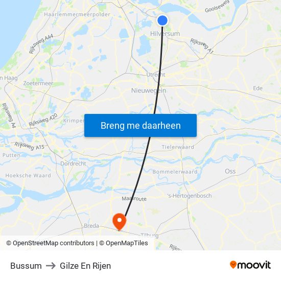 Bussum to Gilze En Rijen map