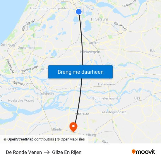 De Ronde Venen to Gilze En Rijen map